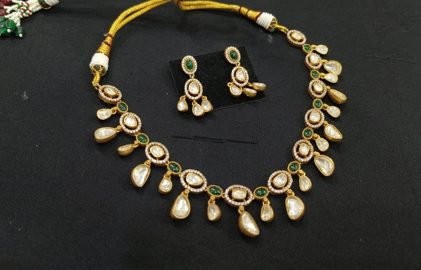 Dainty Real Moissanite Necklace Set- Green