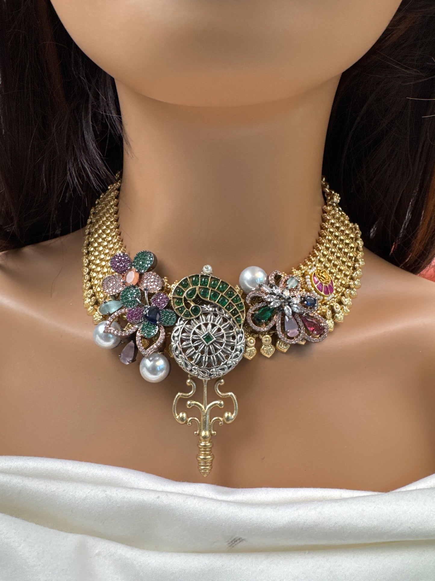 Radha Fusion Necklace (104-23) - Green