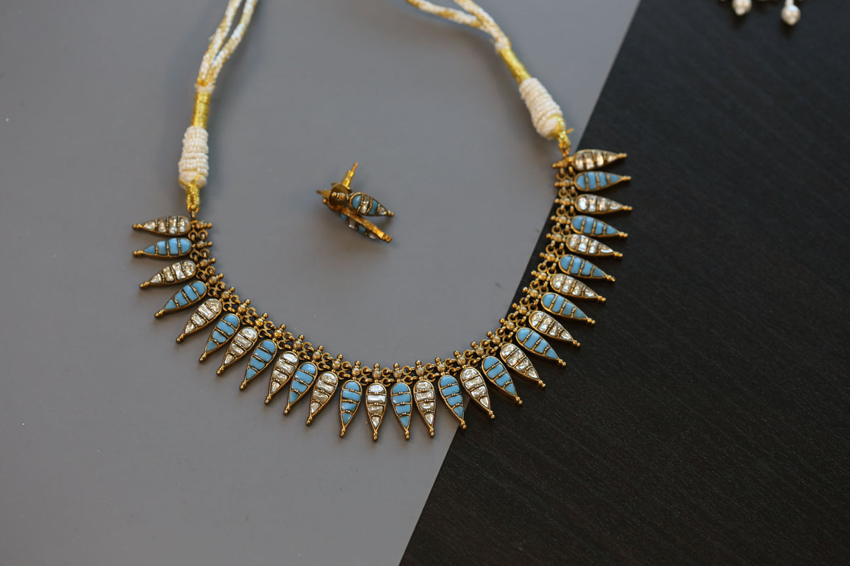 Harini Next To Real Silver Necklace Set - Turquoise