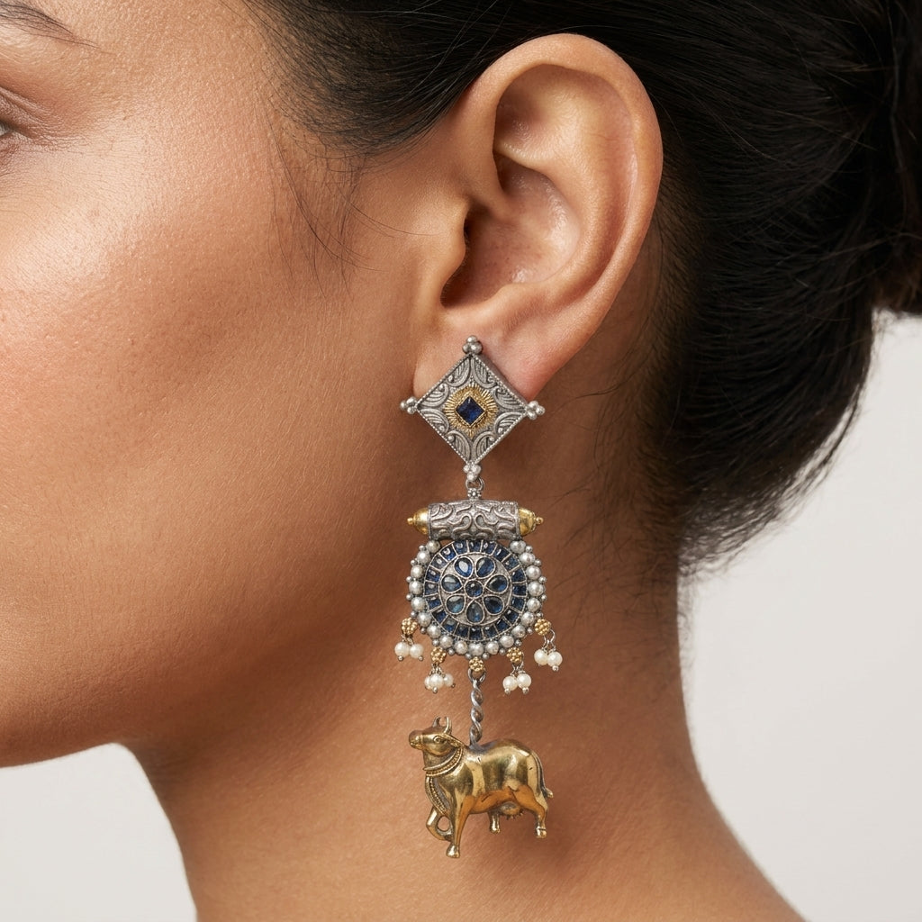 Nandi Dual Tone Earrings