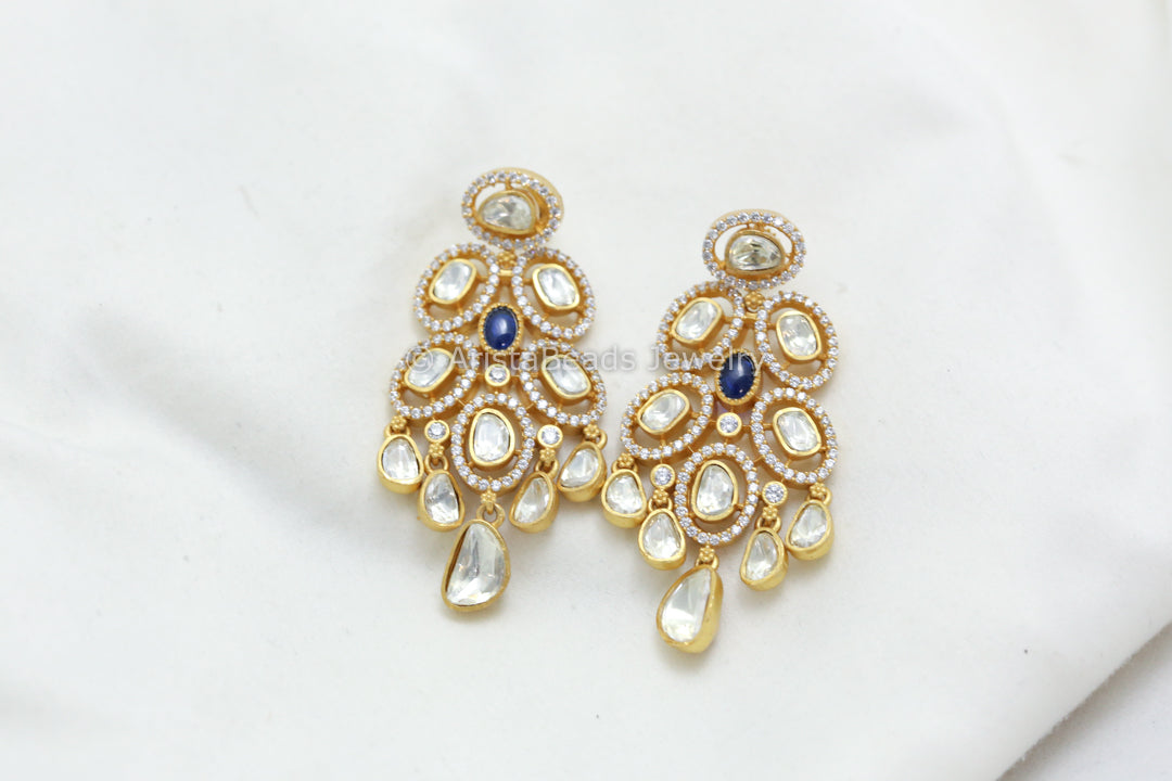 Amara Real Moissanite Earrings - Blue