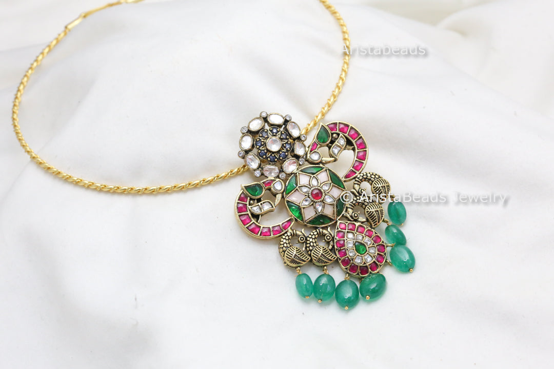 Mayura Fusion Jadau & Moissanite Hasli Necklace
