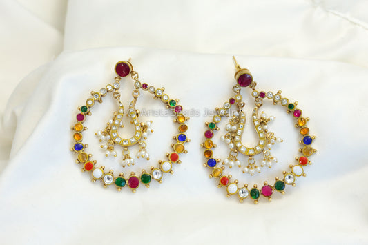 Large Navratana Jadau Chandbaali