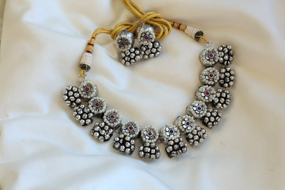 Gajra Oxidized Necklace Set