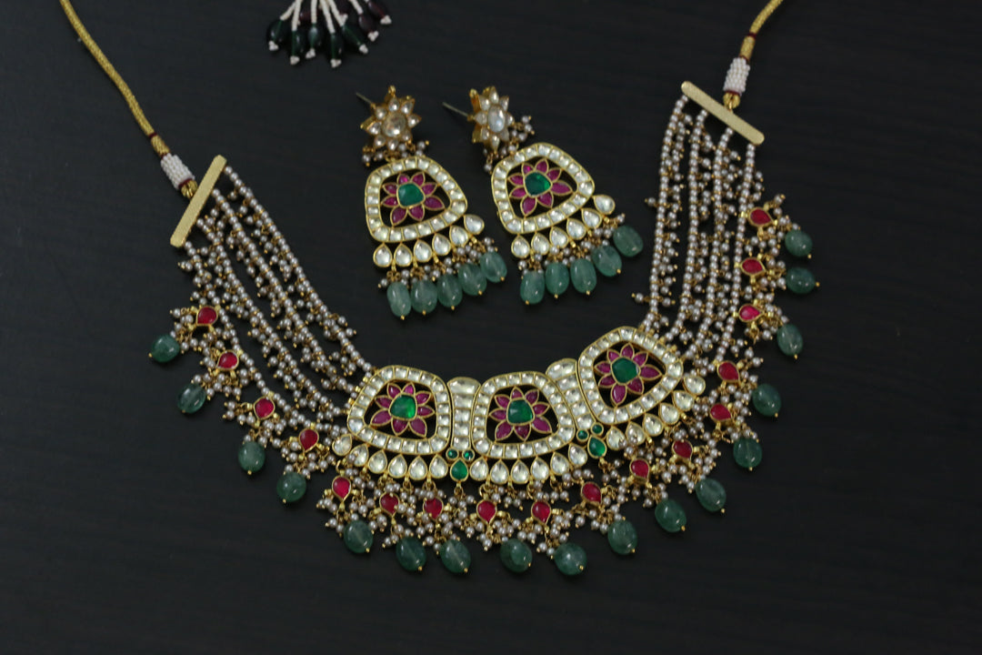 Keshi Pearl Look Pachi Kundan Necklace Set