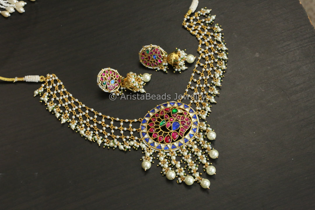 Fine Pachi Kundan Jaal Work Necklace Set