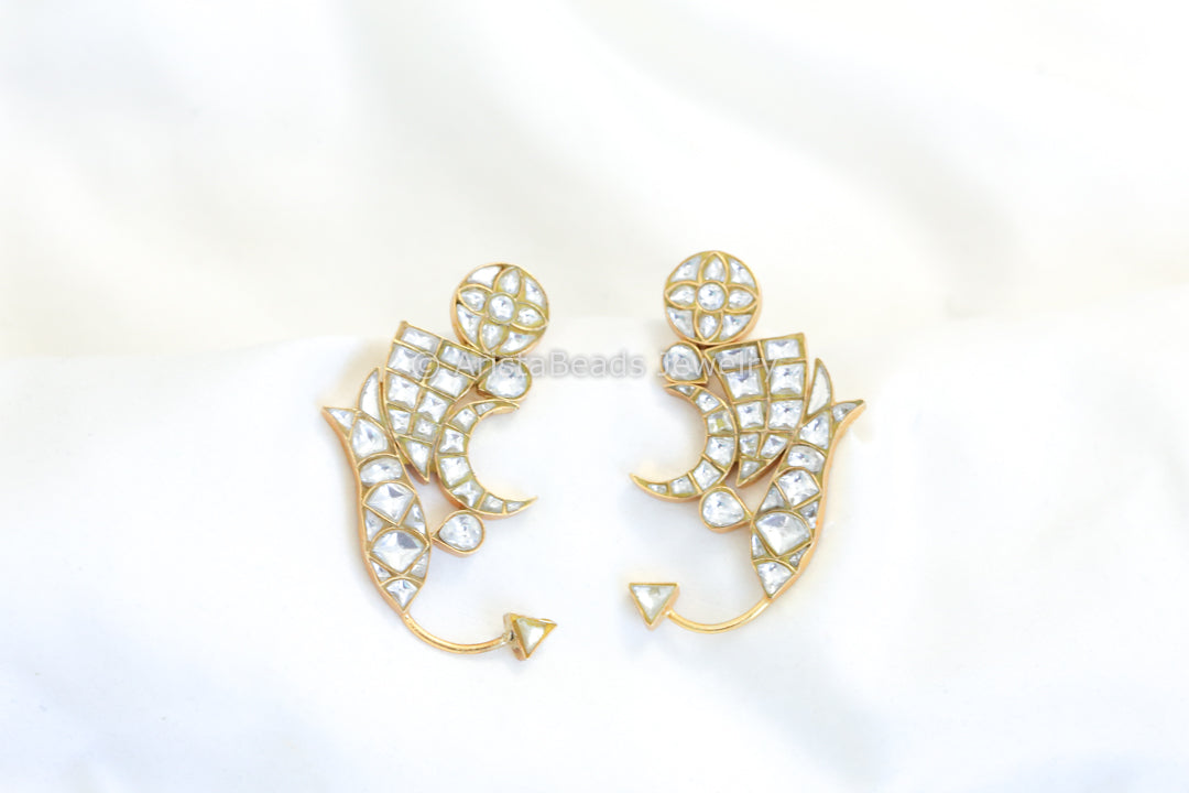 Contemporary Designer Jadau Studs - Clear