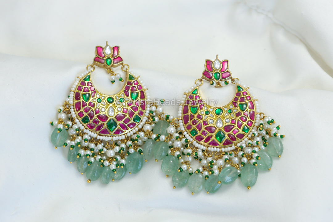 Next To Real Jadau Chandbaali - Fluorite Drops