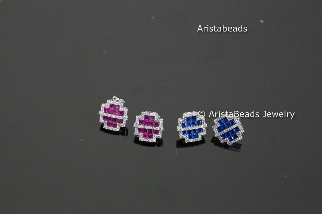Dainty Cute Invisible CZ Studs - Style 3
