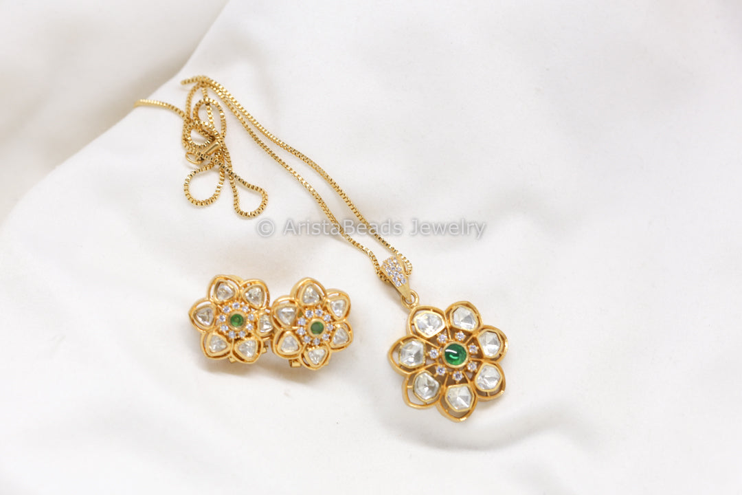 Real Moissanite Pendant Set - Colors Available (103-47)
