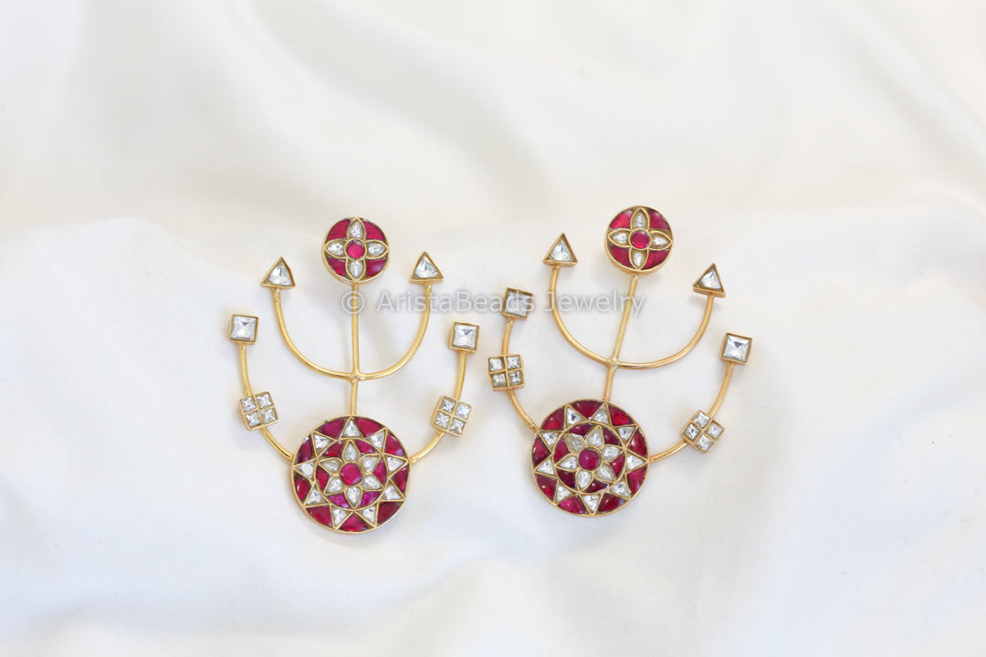 Contemporary Designer Jadau Earrings -Ruby