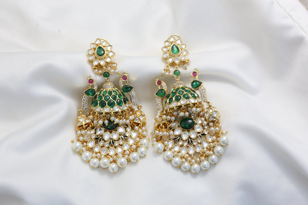 Large   Kundan Polki Jhumka Chandbaali