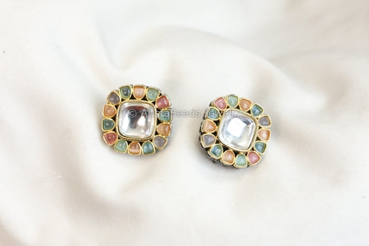 Large Contemporary Uncut Kundan Studs