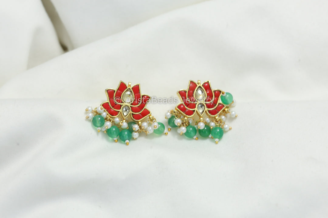 Jadau Coral Studs