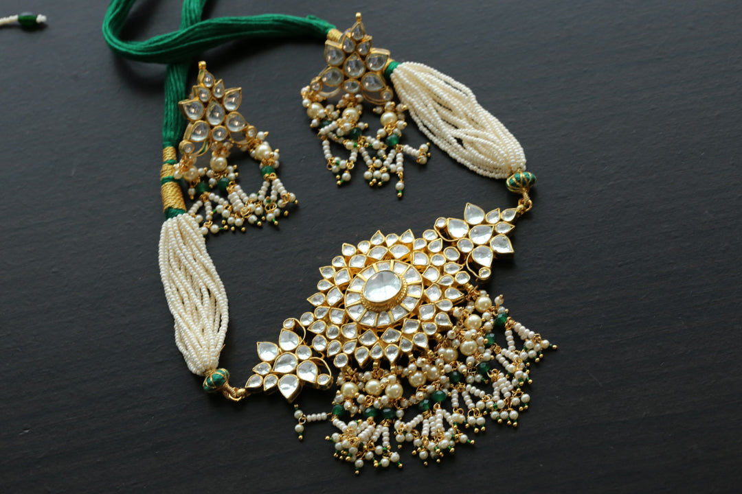 Clear Pachi Kundan Choker Set