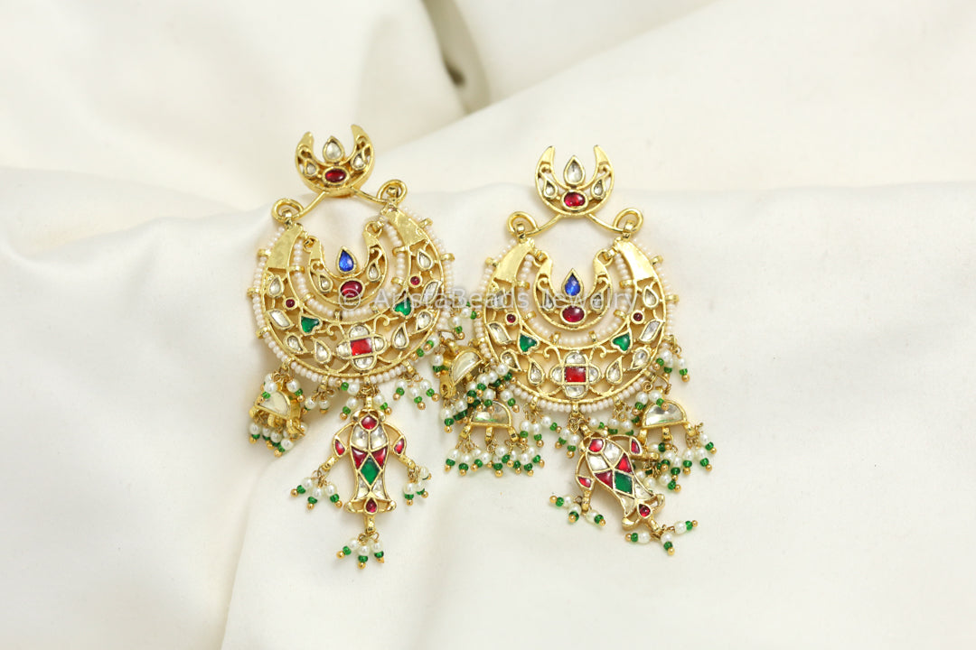 Matsya Fine Pachi Kundan Chandbaali