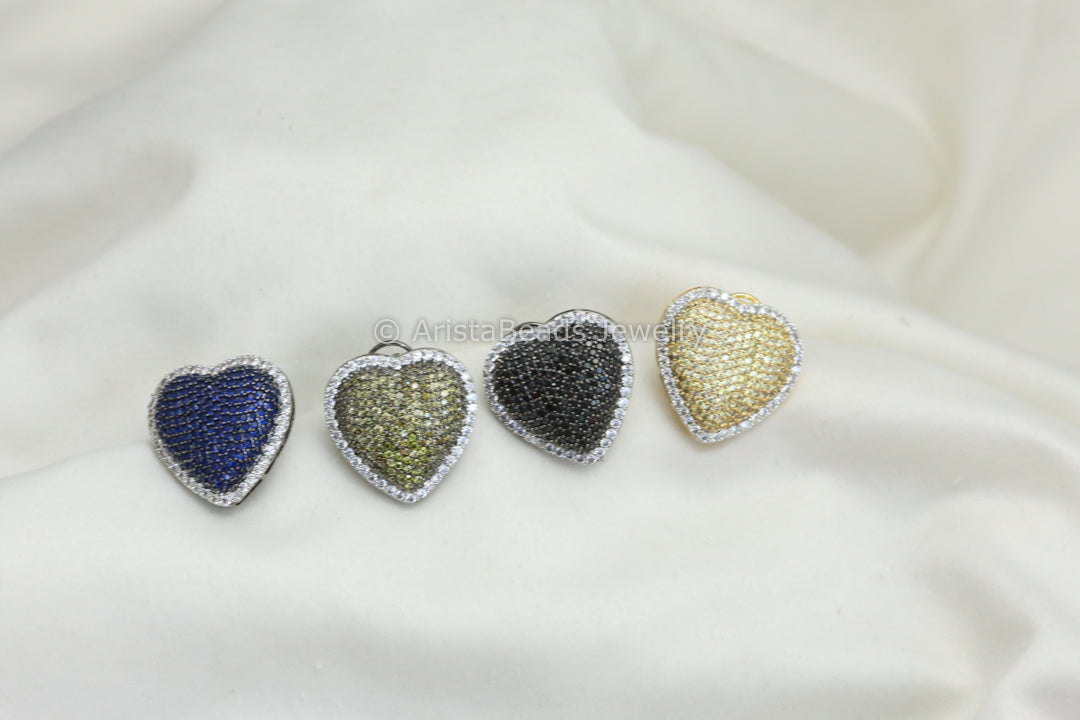 Pave Setting CZ Heart Earrings