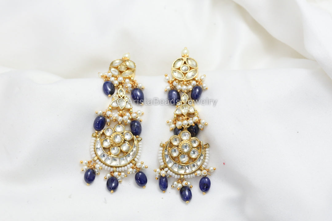 Fine Pachi Kundan Earrings - Blue