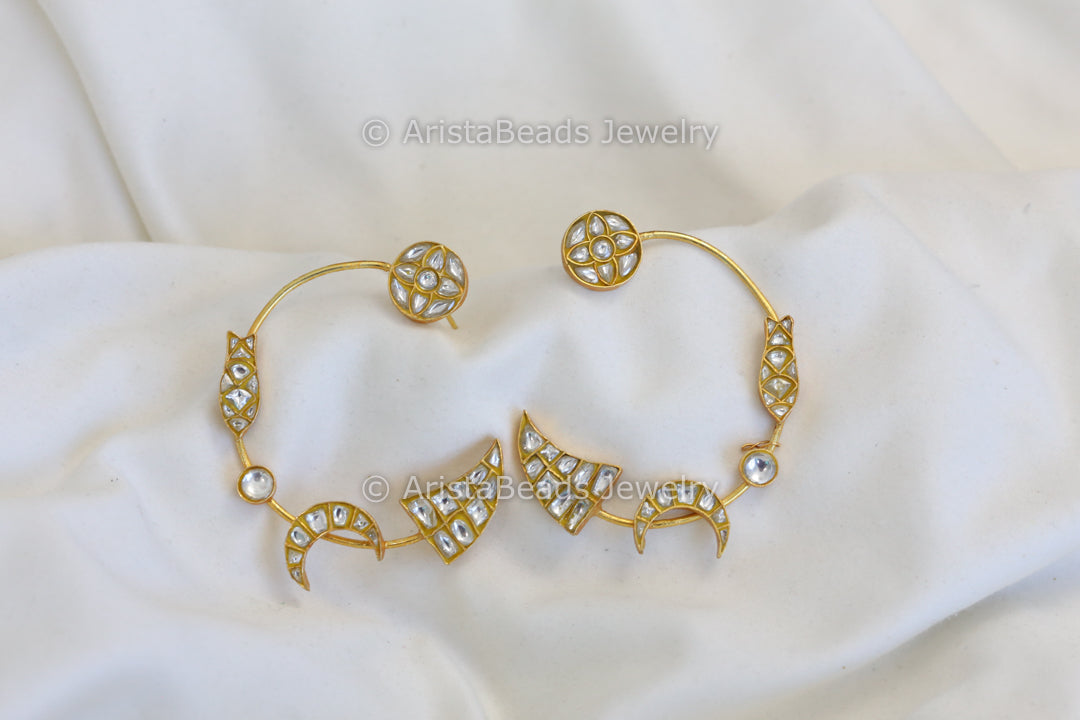 Contemporary Jadau Kundan Crescent Chandbaali (101-36)