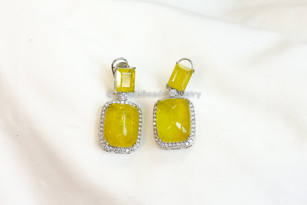 Deepika Yellow Doublet Earrings