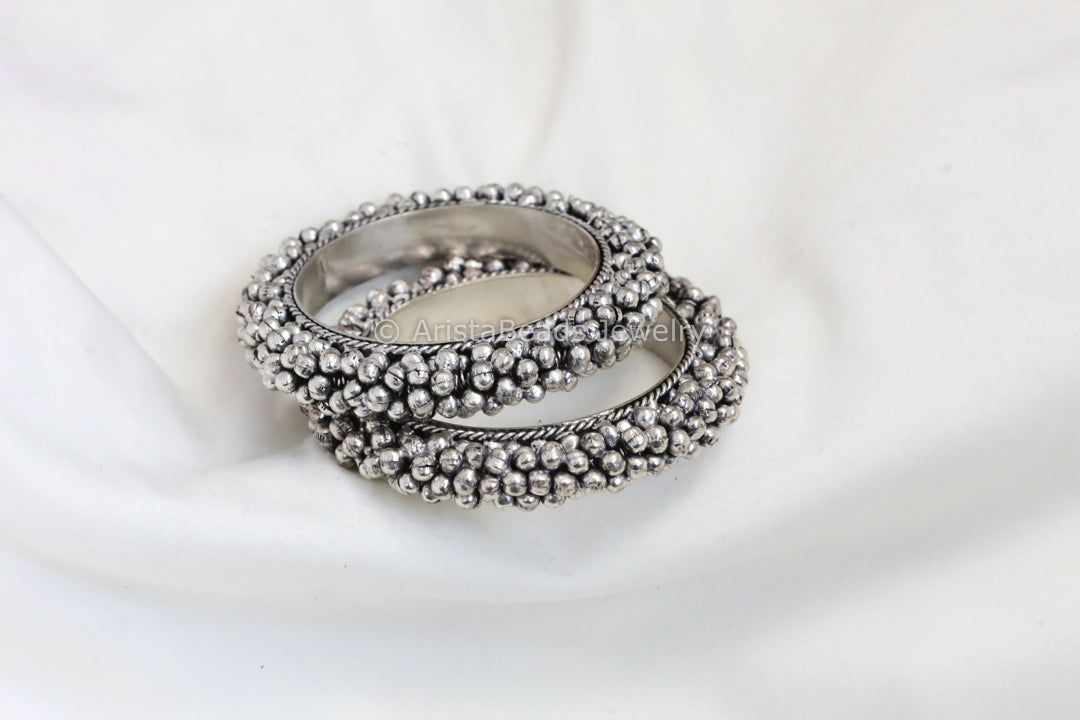 Silver Look Ghungroo Bangle Set