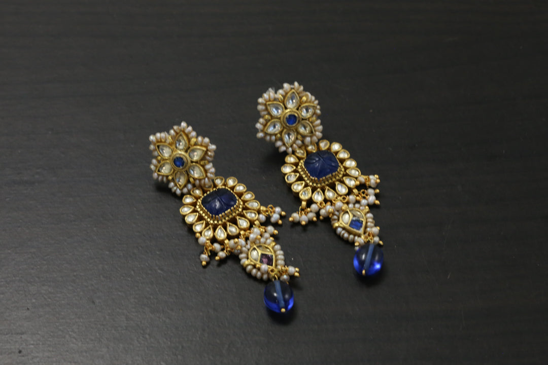 Real Keshi Pearls Jadau Pachi Earrings