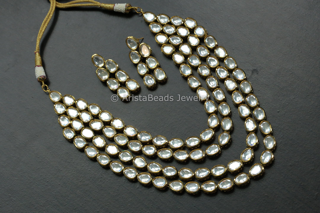 4 Layer Rajawadi Kundan Necklace Set