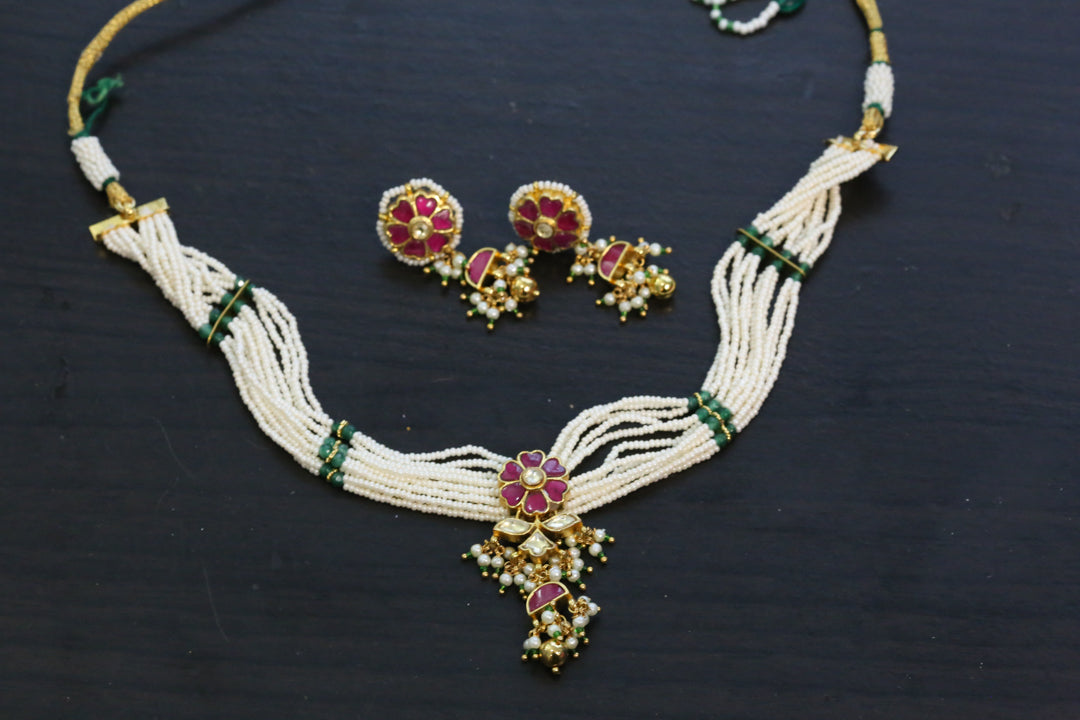 Dainty Pachi Necklace Set - Ruby