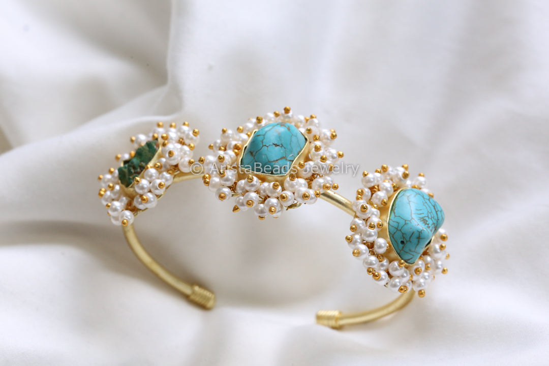 Semiprecious Stone Bracelet ( Adjustable) - Turquoise