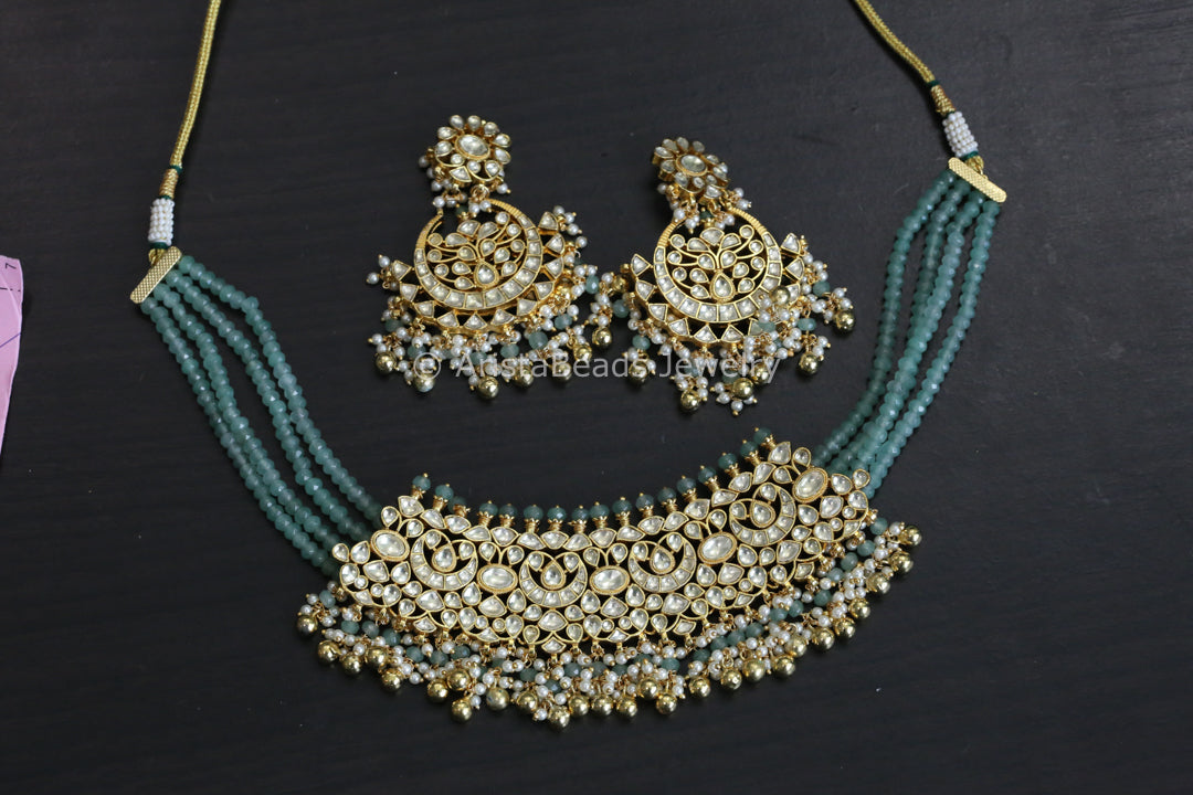 Aventurine Pachi Kundan Choker/ Necklace Set