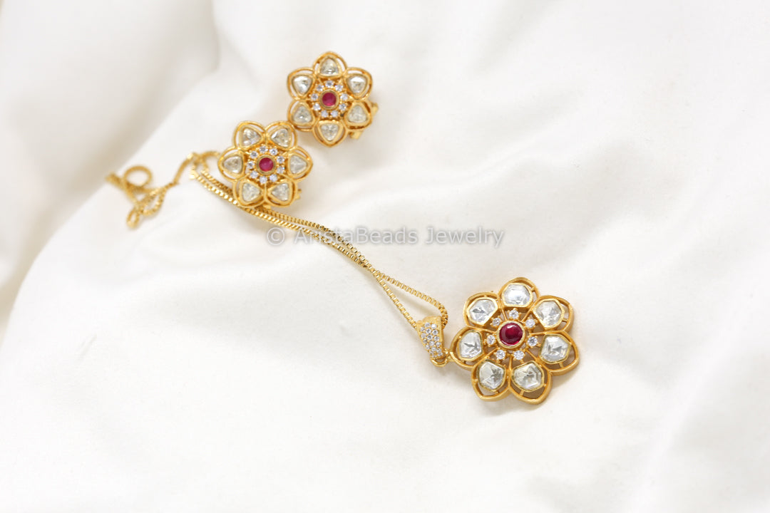 Real Moissanite Pendant Set - Colors Available (103-47)