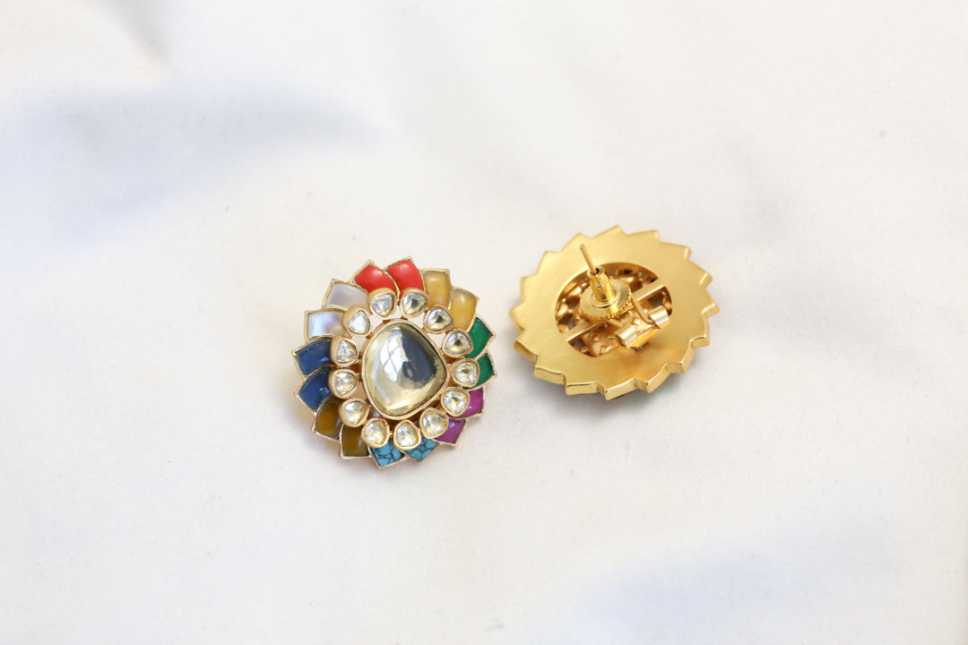 Premium Navratan Uncut Polki Studs