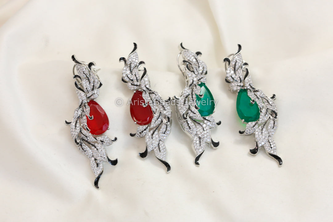 Contemporary CZ Enamel Doublet Earrings