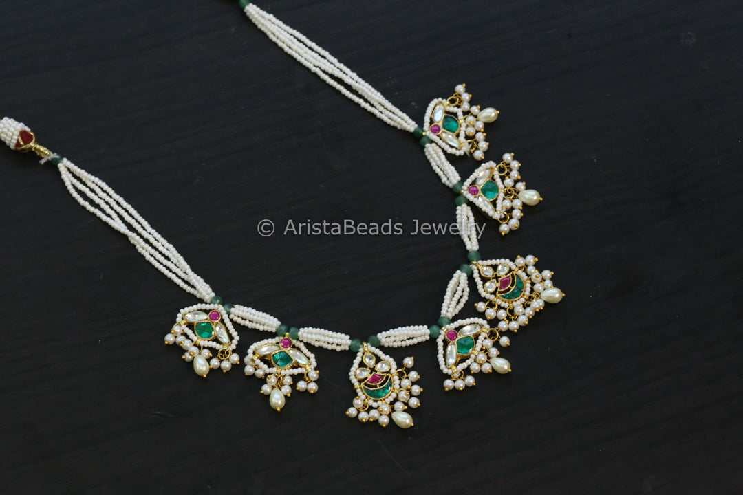 Multicolor Pachi Kundan Motif Mala Necklace