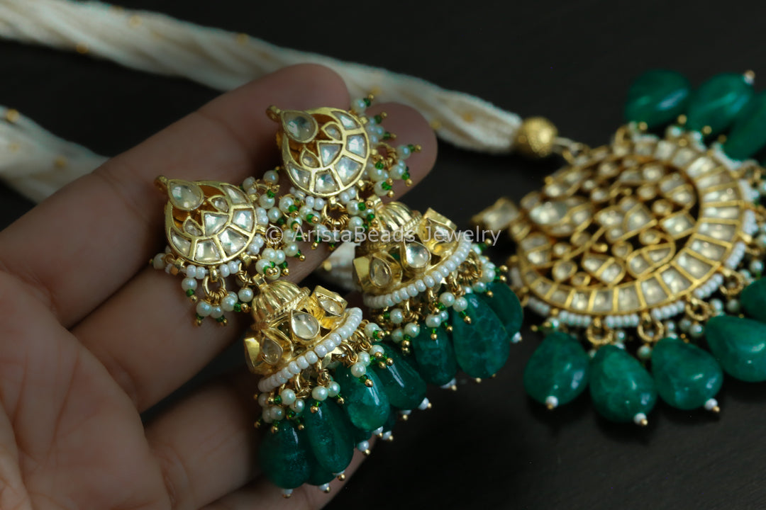 Fine Pachi Necklace Set With Green Onyx Drops