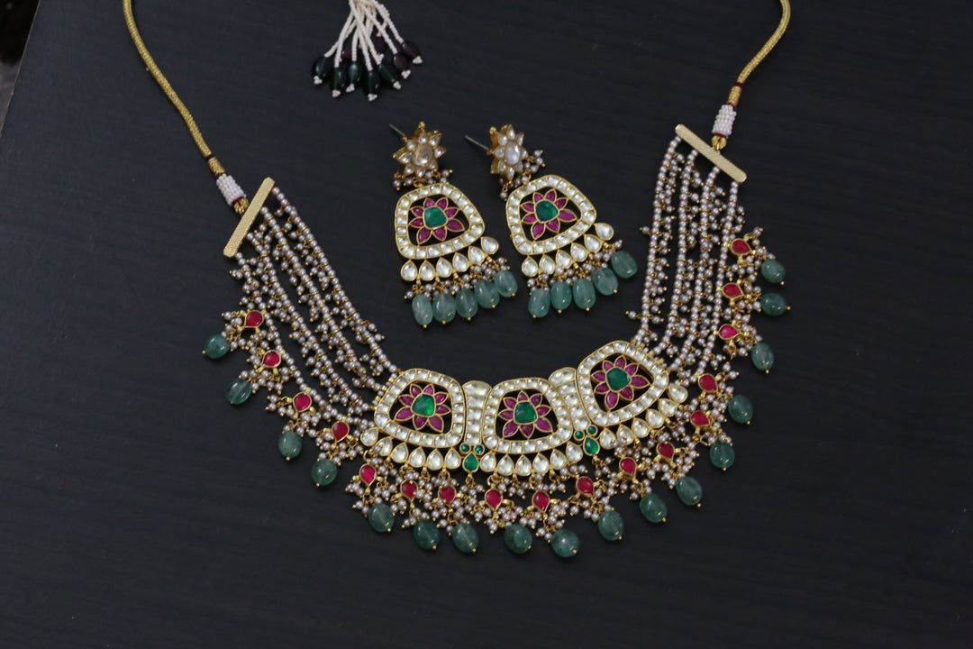 Keshi Pearl Look Pachi Kundan Necklace Set