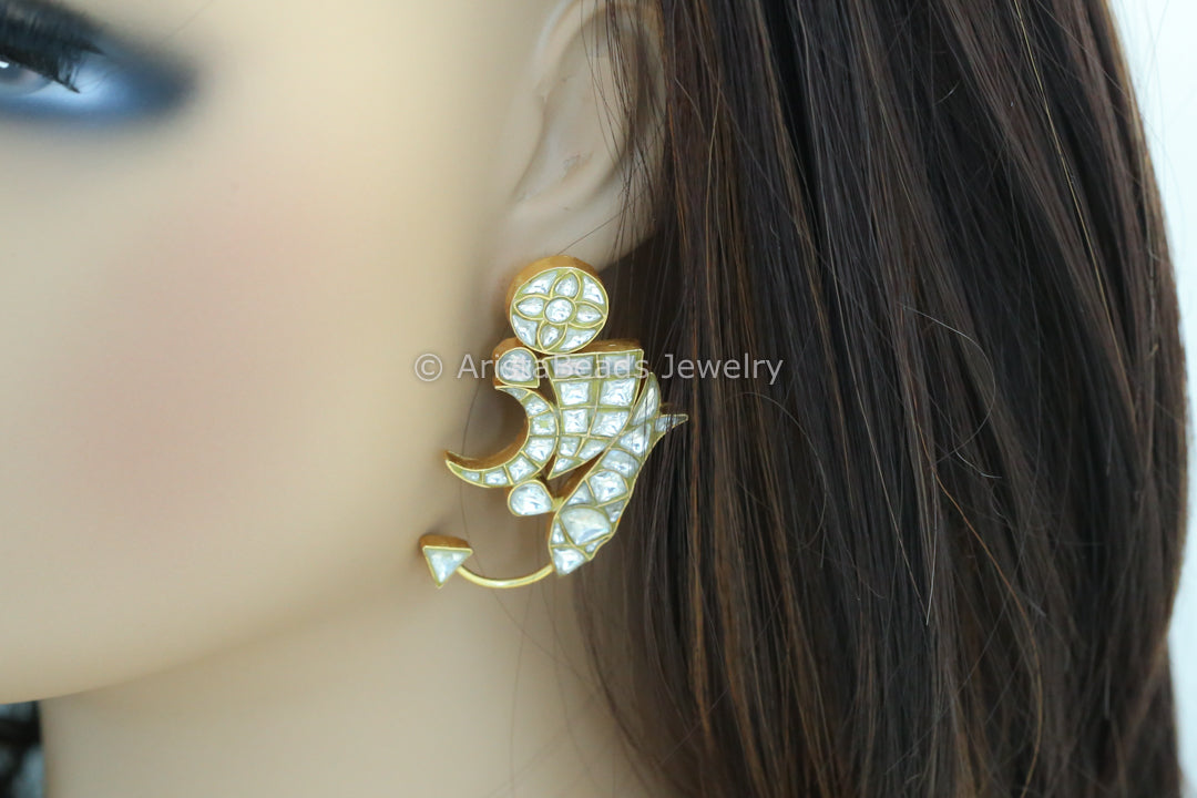 Contemporary Designer Jadau Studs - Clear
