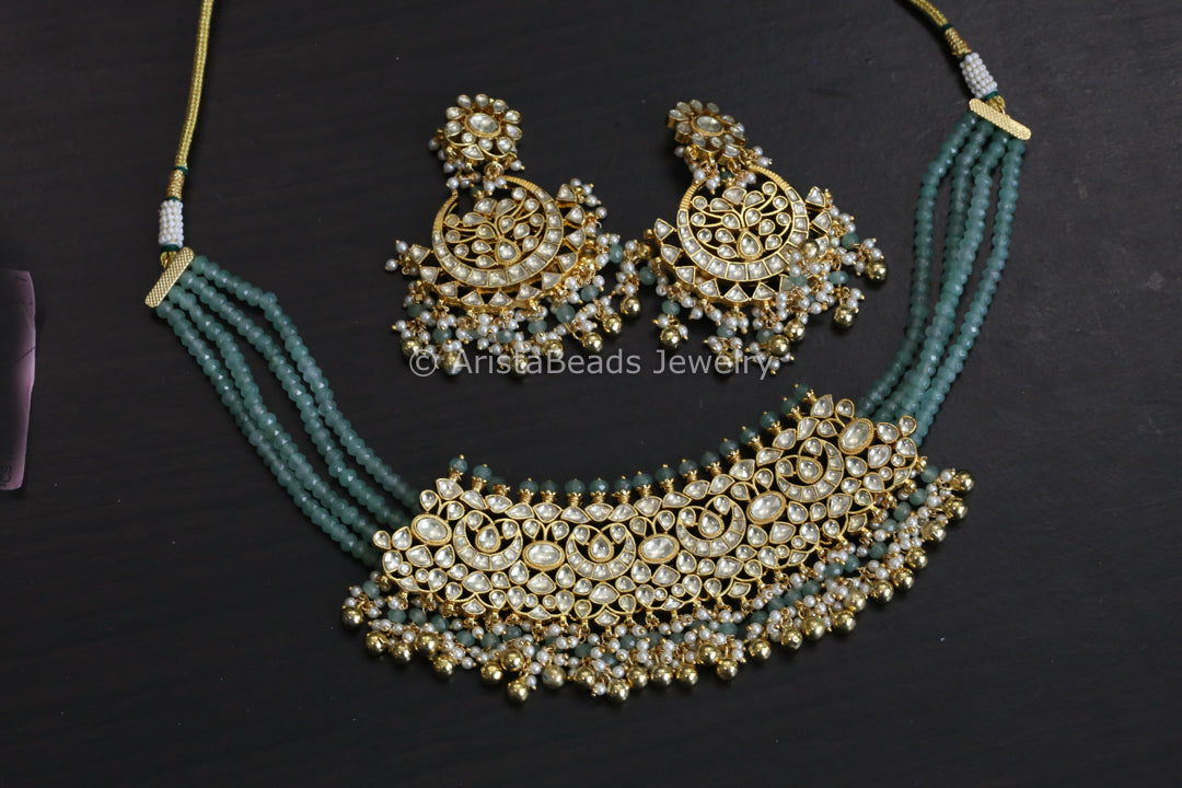Aventurine Pachi Kundan Choker/ Necklace Set