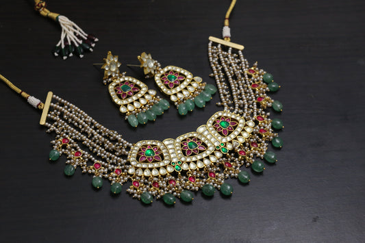 Keshi Pearl Look Pachi Kundan Necklace Set