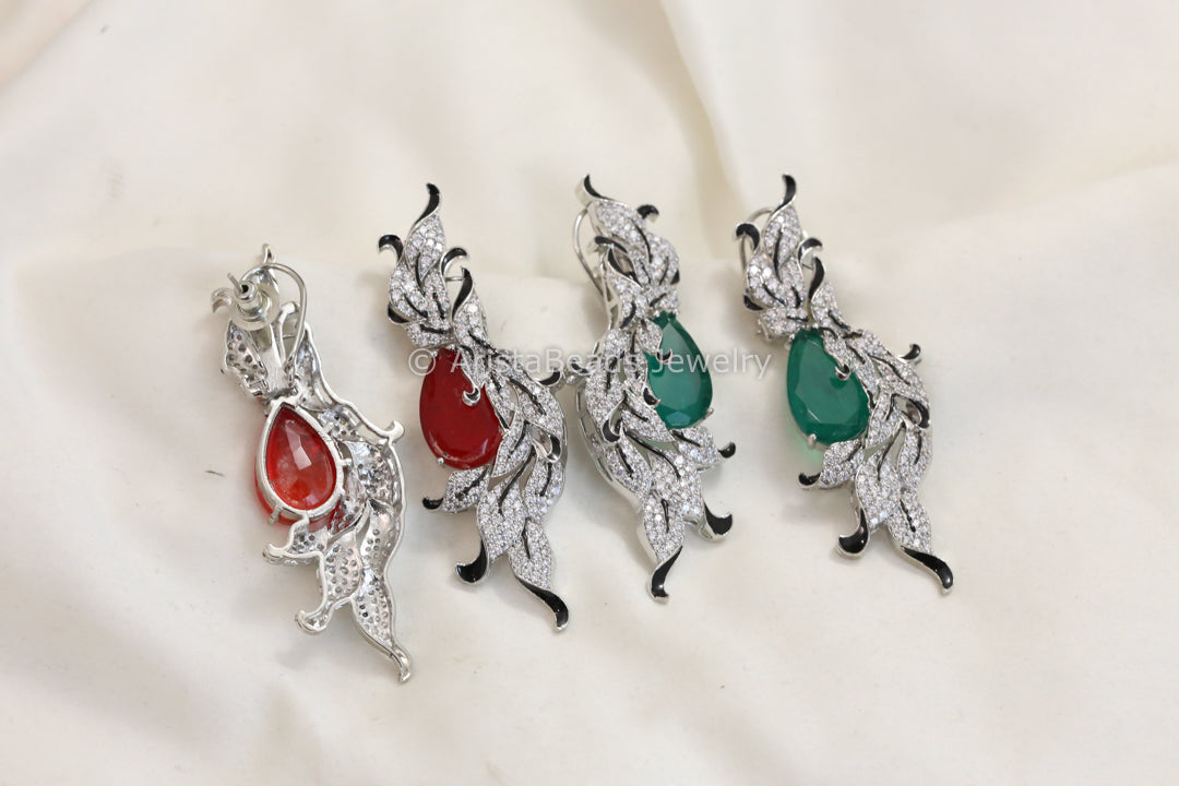 Contemporary CZ Enamel Doublet Earrings