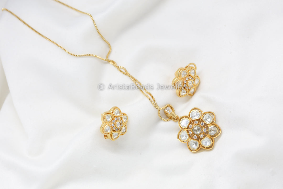 Real Moissanite Pendant Set - Colors Available (103-47)