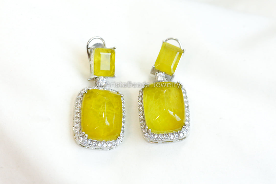 Deepika Yellow Doublet Earrings