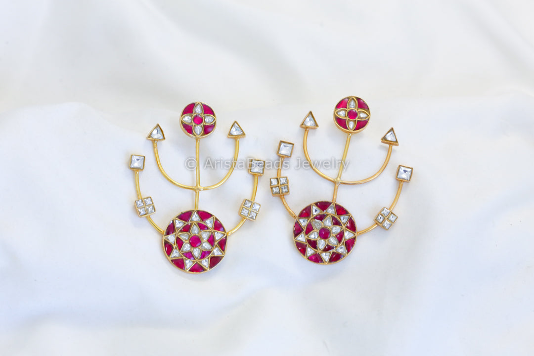 Contemporary Designer Jadau Earrings -Ruby