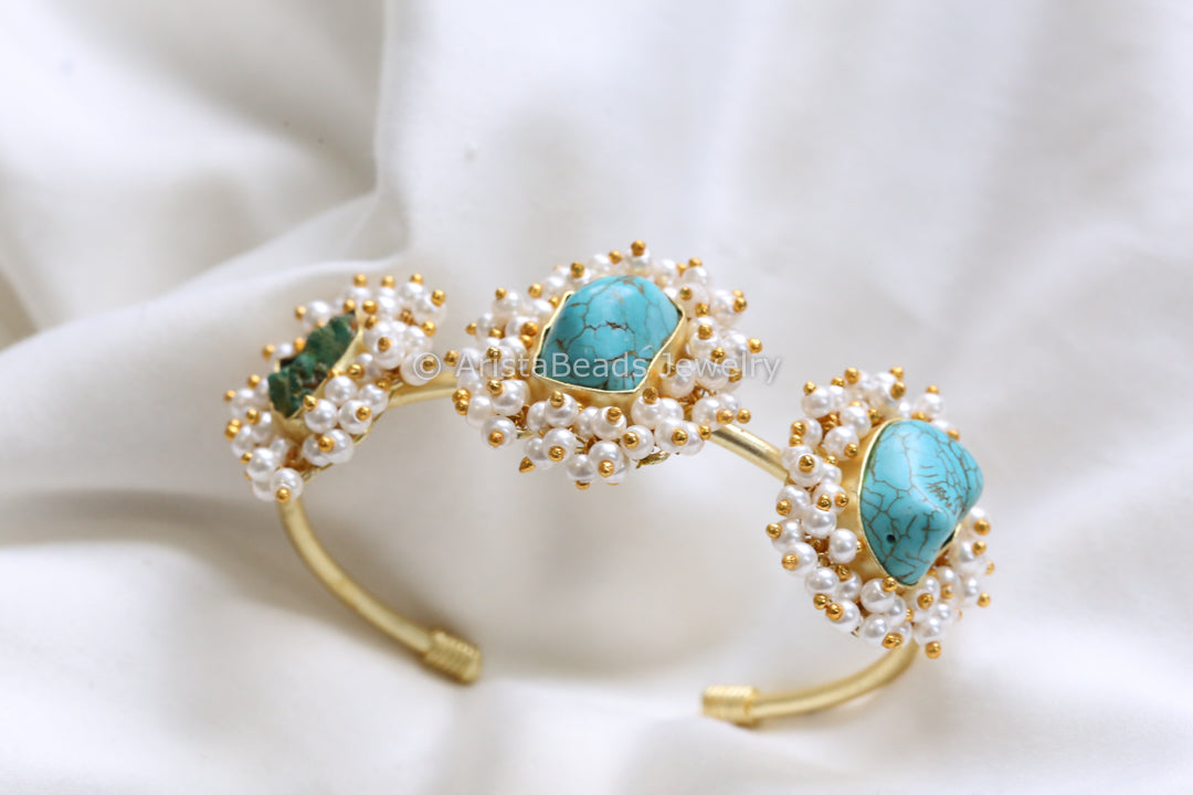 Semiprecious Stone Bracelet ( Adjustable) - Turquoise