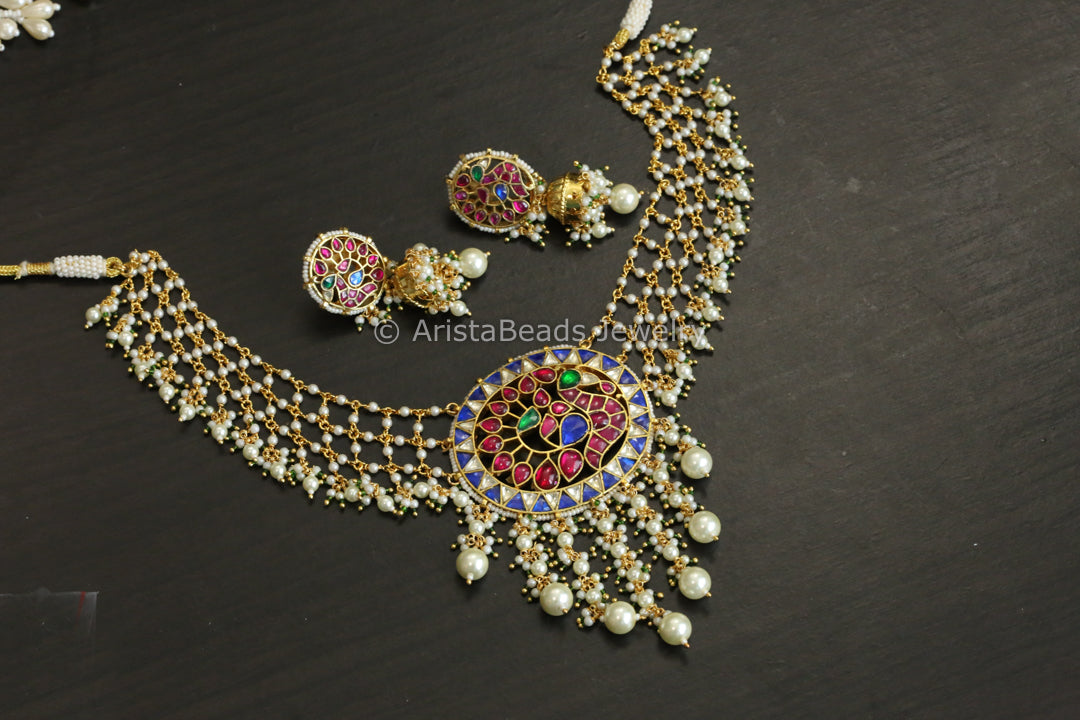 Fine Pachi Kundan Jaal Work Necklace Set