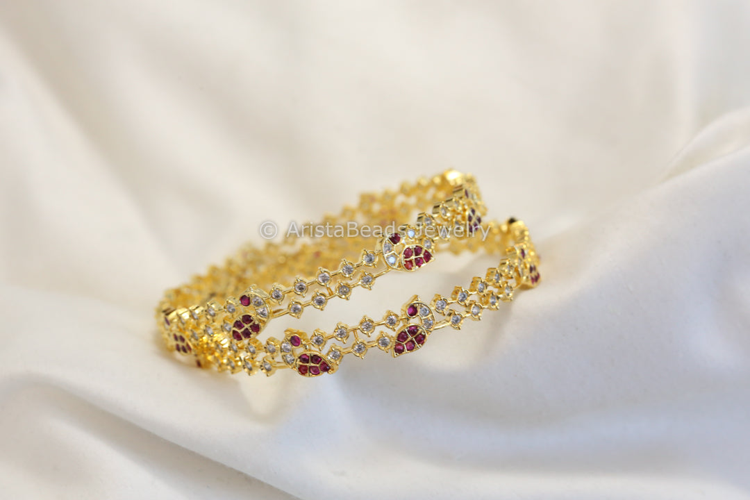 Ruby & Clear CZ Bangle Set (Set of 2)