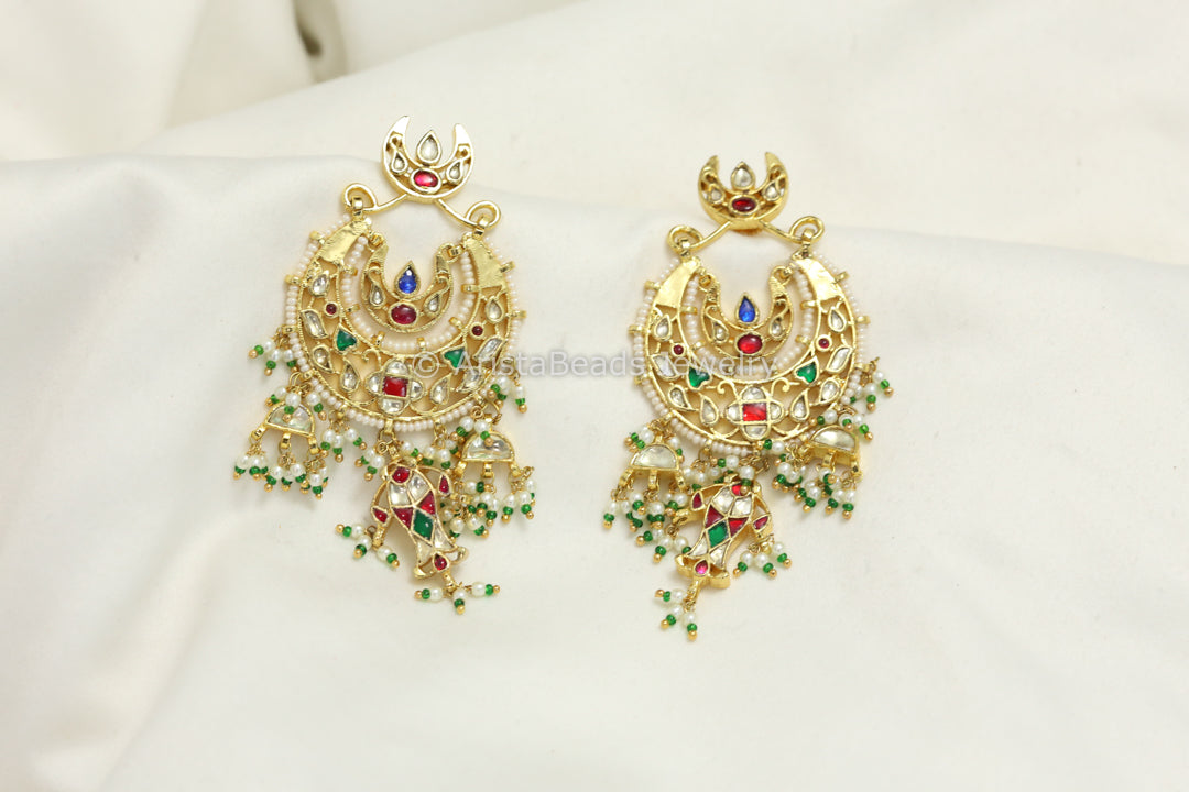 Matsya Fine Pachi Kundan Chandbaali