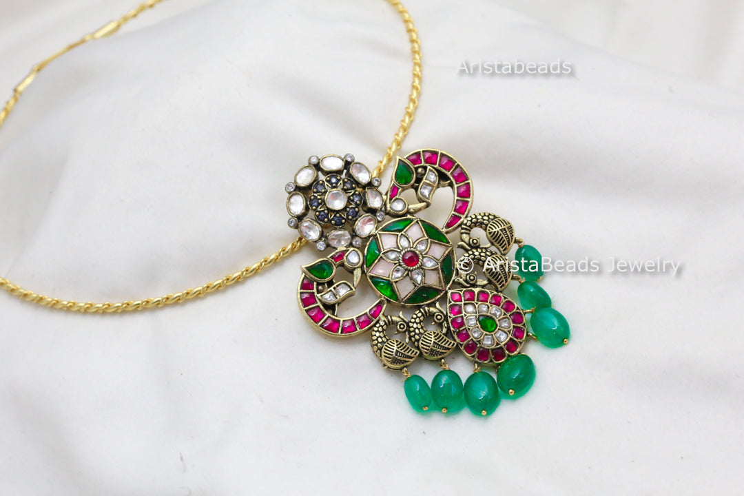 Mayura Fusion Jadau & Moissanite Hasli Necklace