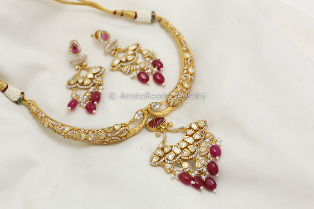Real Moissanite & Nano CZ Hasli Set - Red