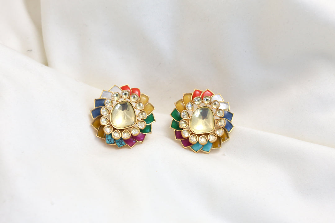 Premium Navratan Uncut Polki Studs